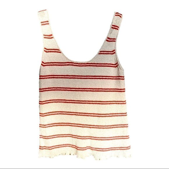 Madewell Kingston Sweater Tank Button-Front Stripes Cream Orange Womens XS - Picture 3 of 8